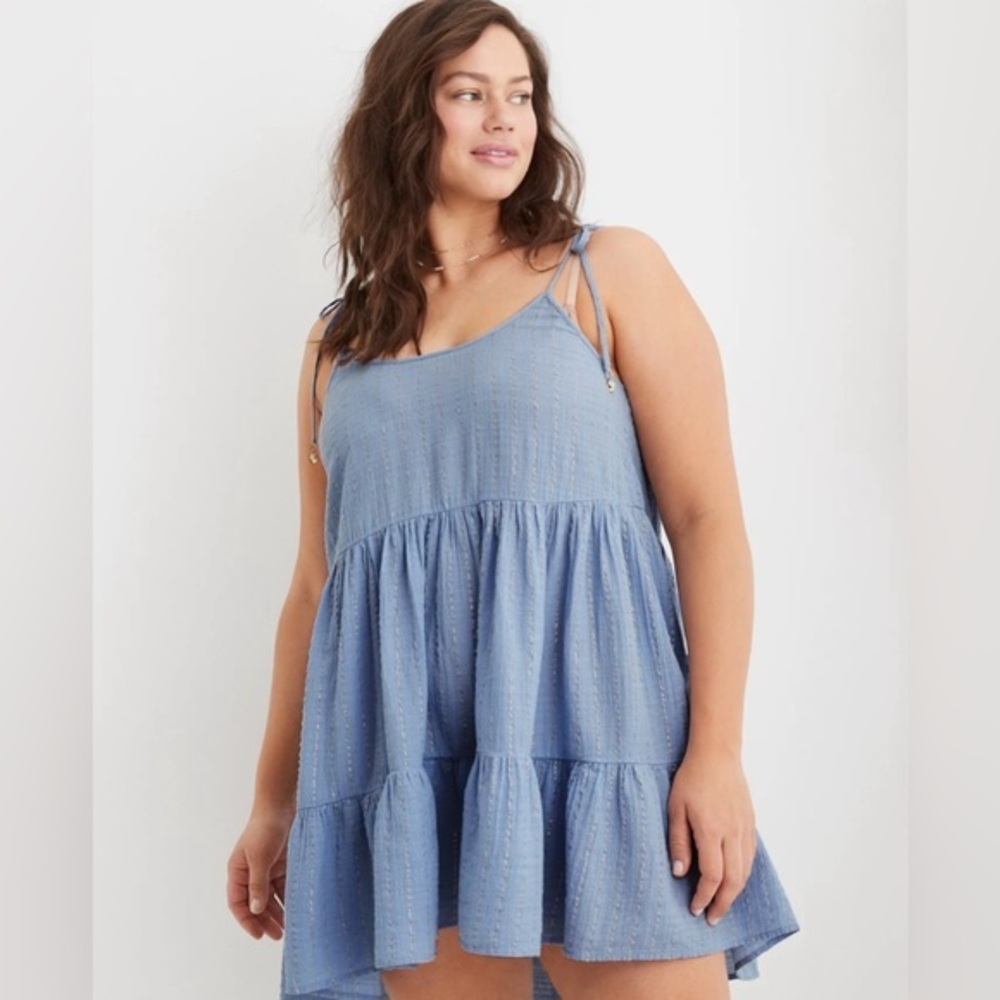 Aerie Blue Tiered Swim Coverup